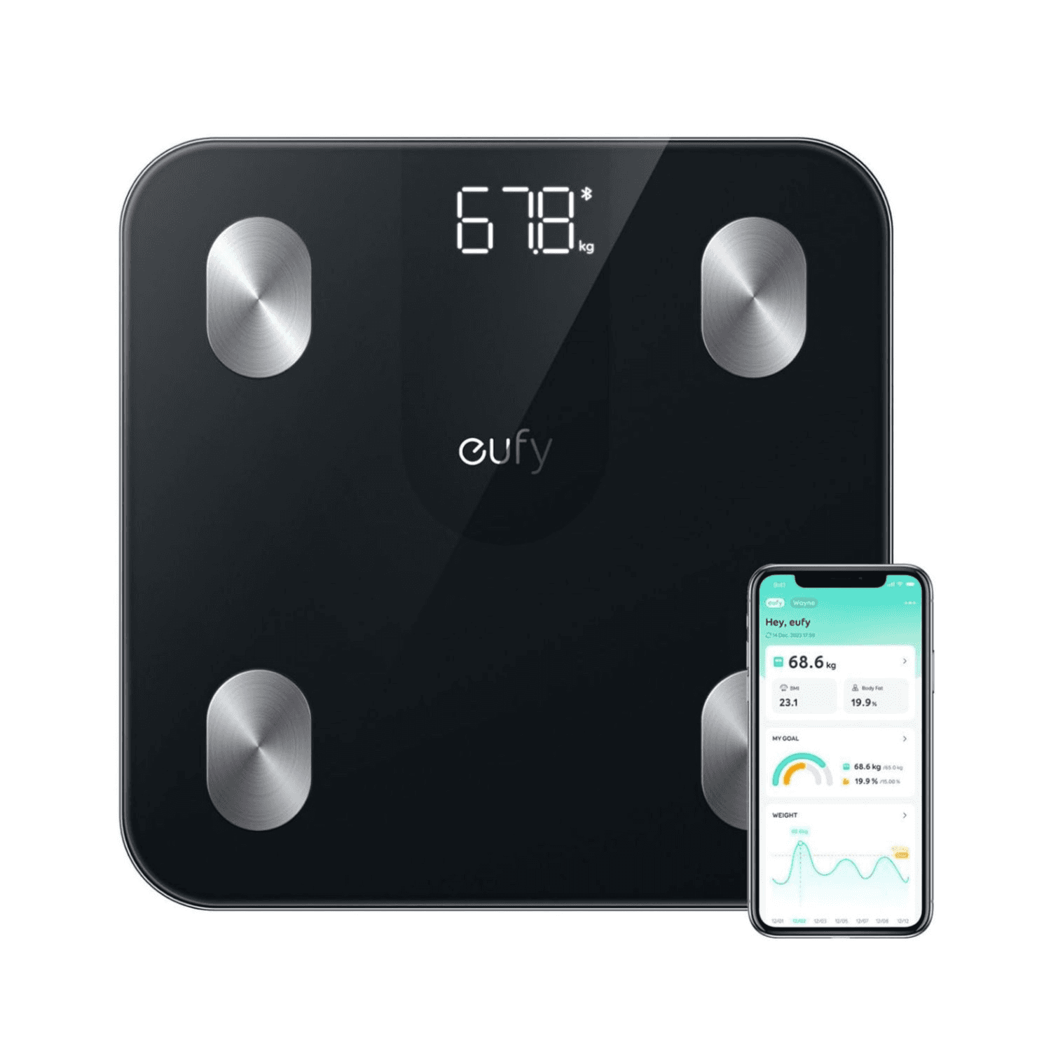 Anker Eufy A1 Smart Scale with 12 Body Measurements – Black